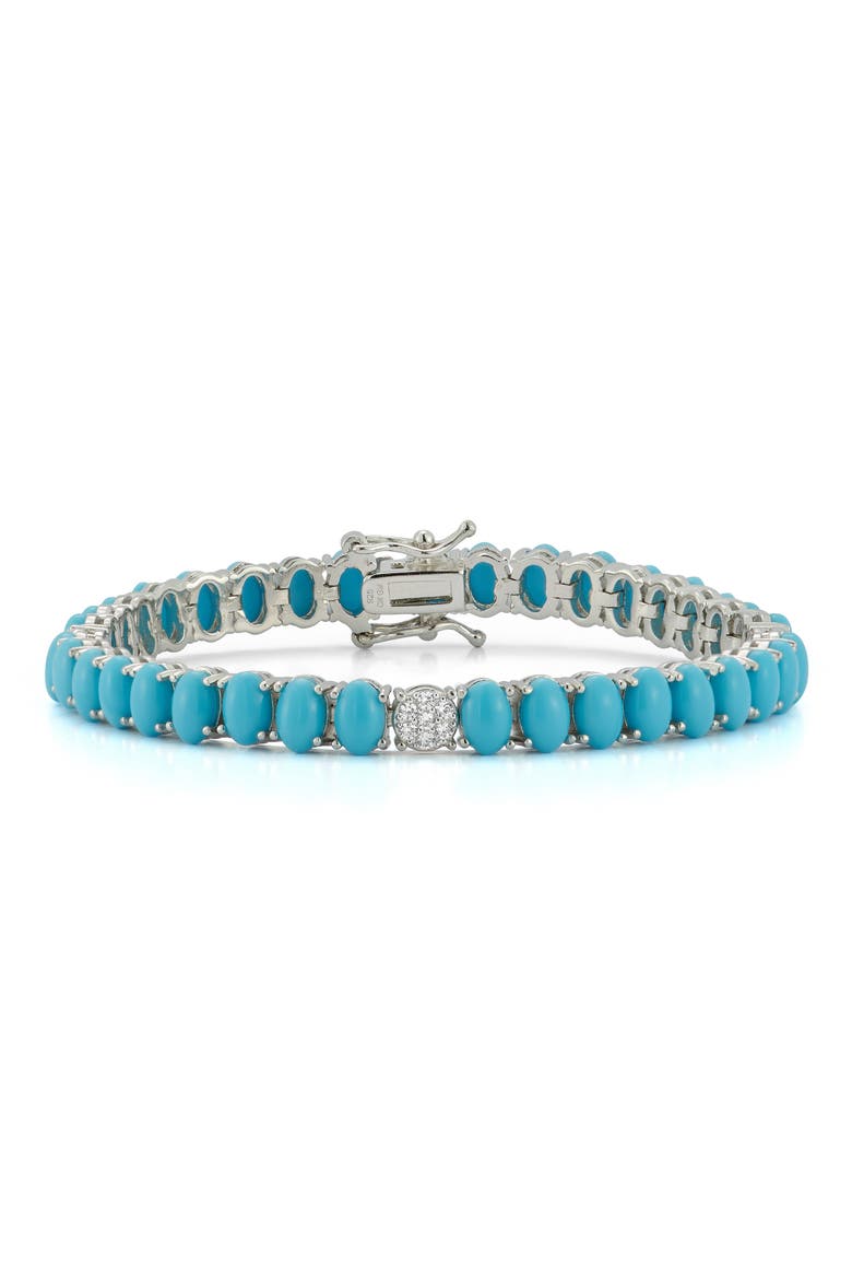 6.5mm Synthetic Turquoise Tennis Bracelet, Main, color, SILVER