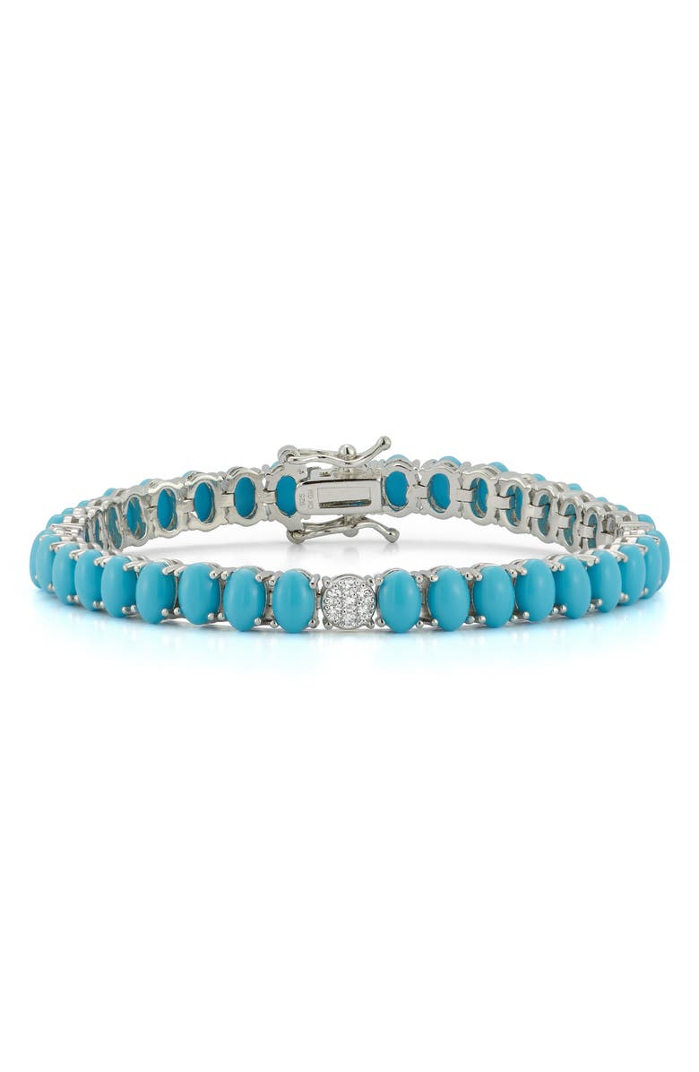 CHLOE AND MADISON 6.5mm Synthetic Turquoise Tennis Bracelet, Main, color,
