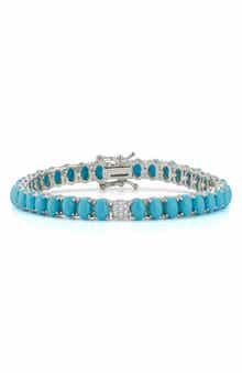 CHLOE AND MADISON 6.5mm Synthetic Turquoise Tennis Bracelet