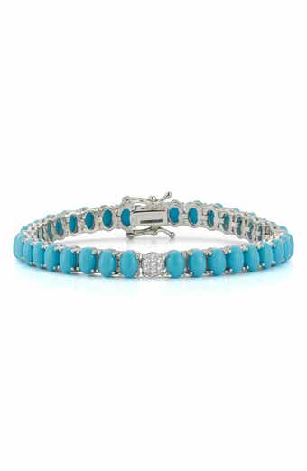 CHLOE AND MADISON 6.5mm Synthetic Turquoise Tennis Bracelet