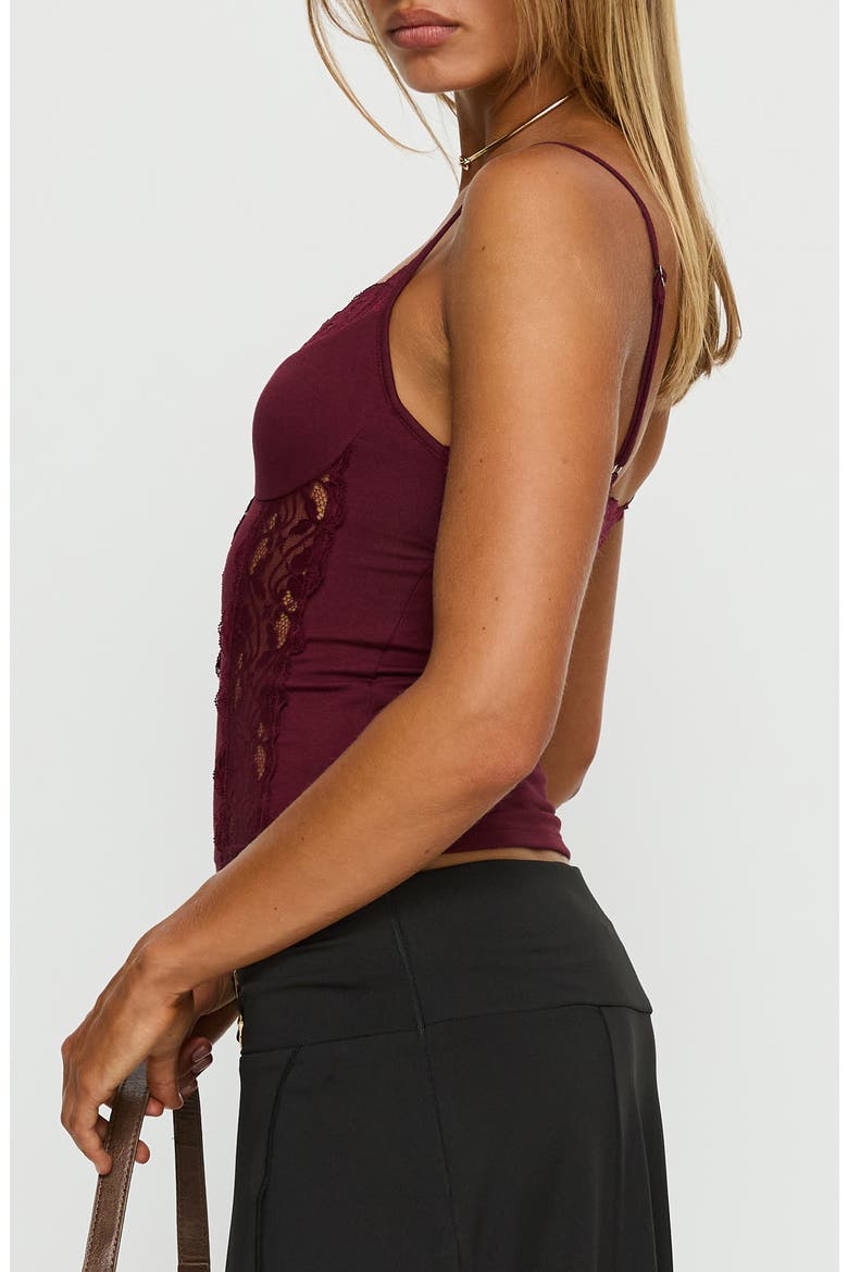 Rhiara Lace Trim Camisole, Alternate, color, CHERRY