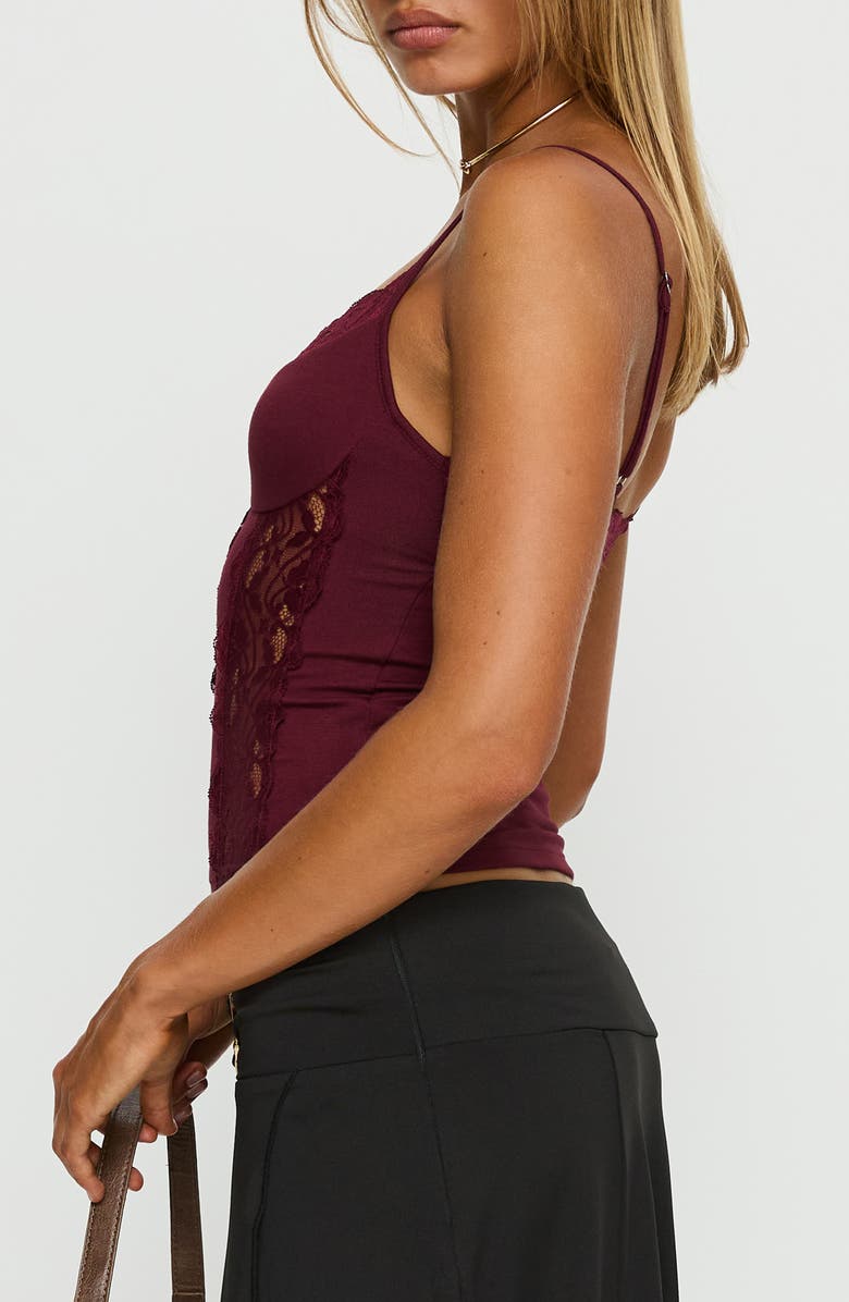 Princess Polly Rhiara Lace Trim Camisole, Alternate, color, Cherry