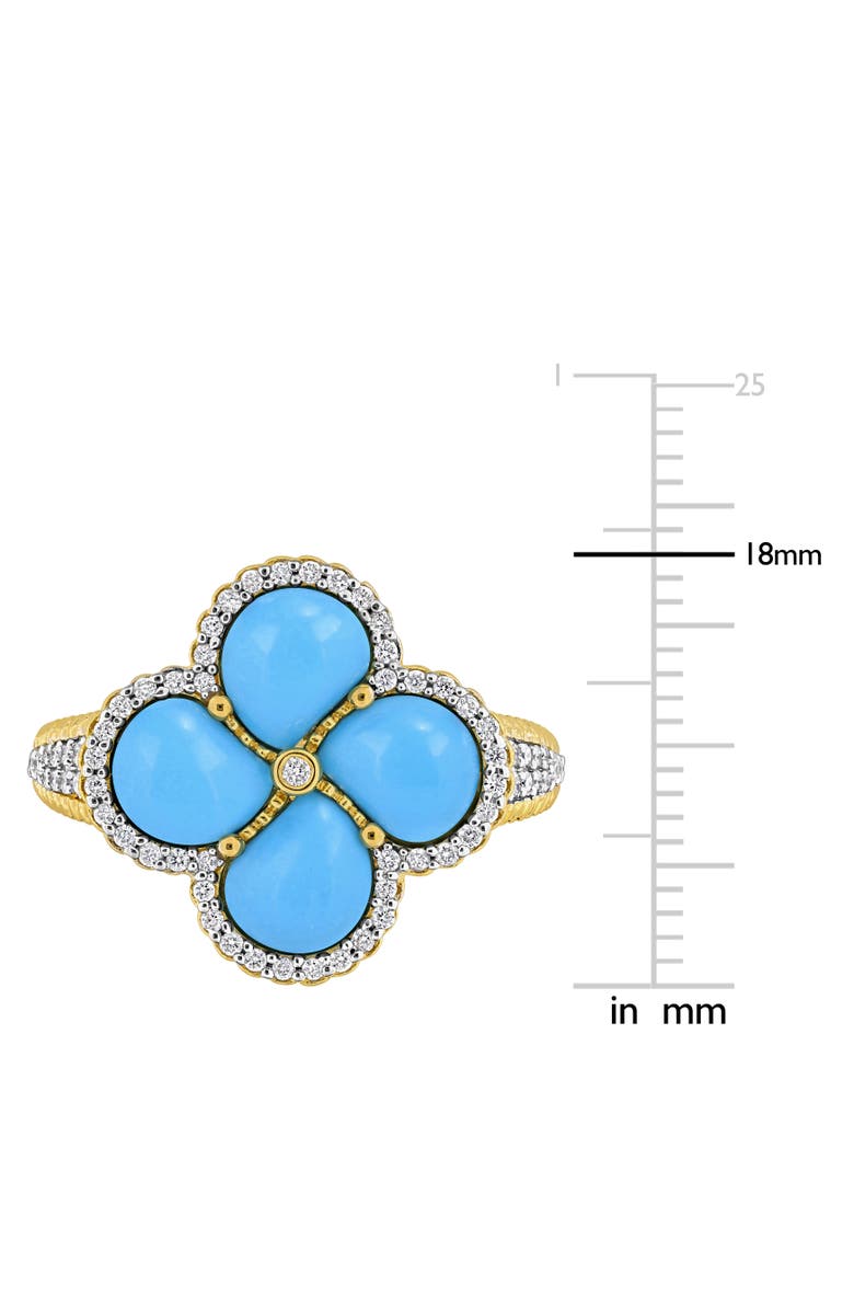 Julianna B. Created Gemstone & 1/3 CTW Diamond Clover Flower Ring, Alternate, color, Created Turquoise