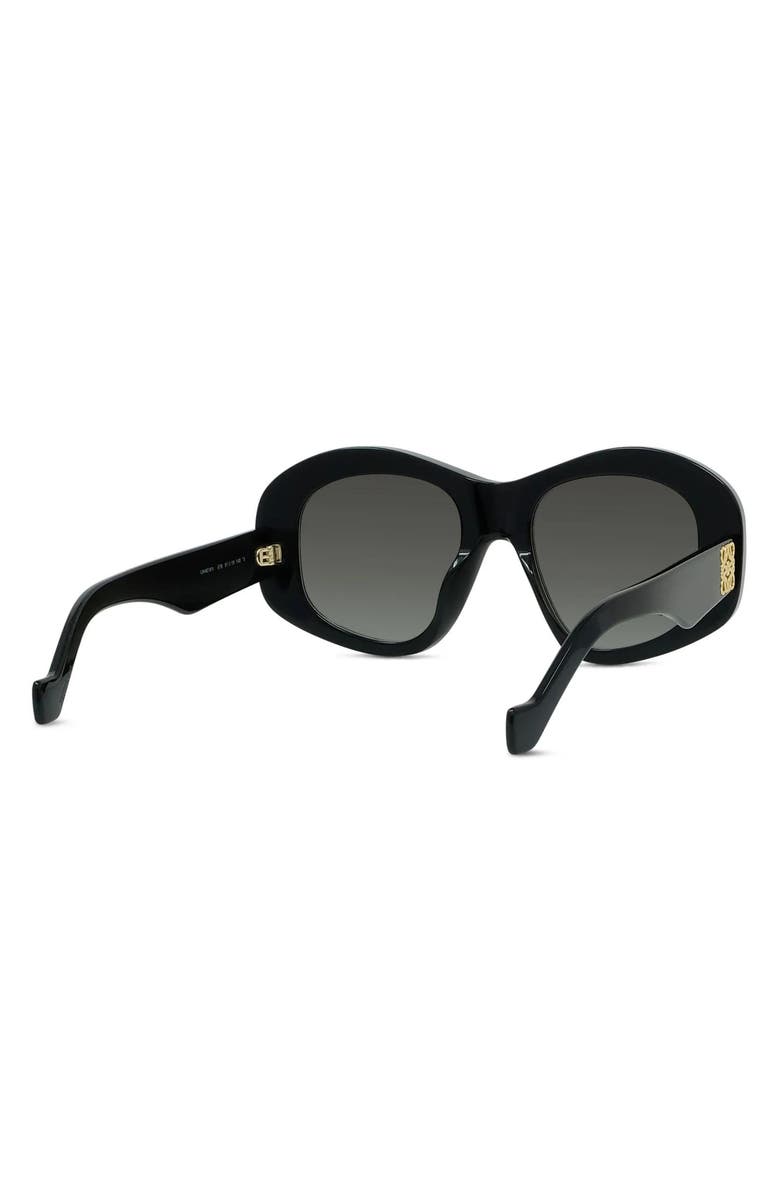 Loewe Anagram 51mm Geometric Sunglasses, Alternate, color, Shiny Black / Gradient Smoke
