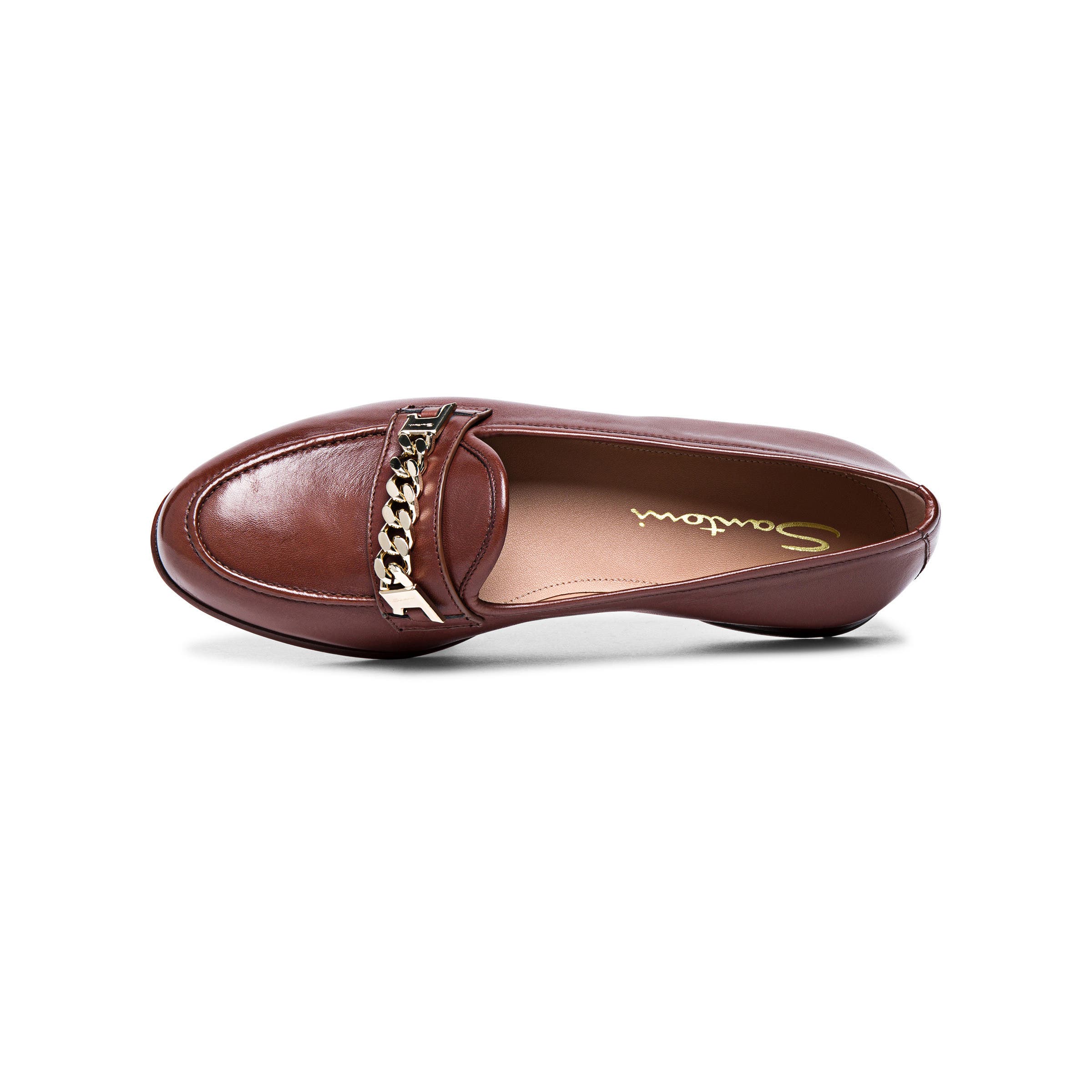 Santoni Women's leather Andrea loafer, Alternate, color, Brown