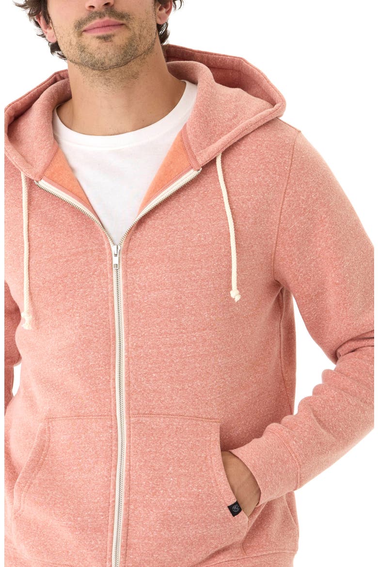 Trim Fit Heathered Fleece Zip Hoodie, Alternate, color, FIREFLY