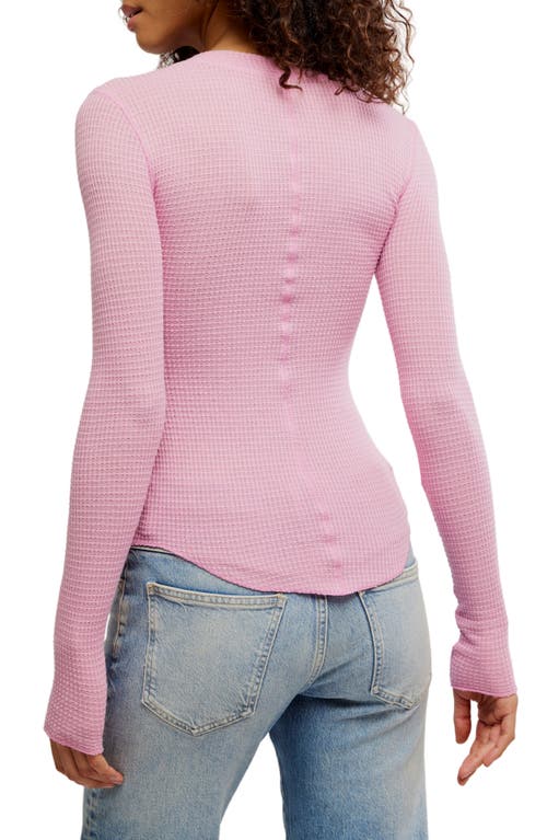 Free People Going Places Pointelle Stitch Snap Front Top In Pink