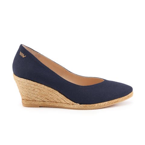 Navy blue espadrilles wedge best sale