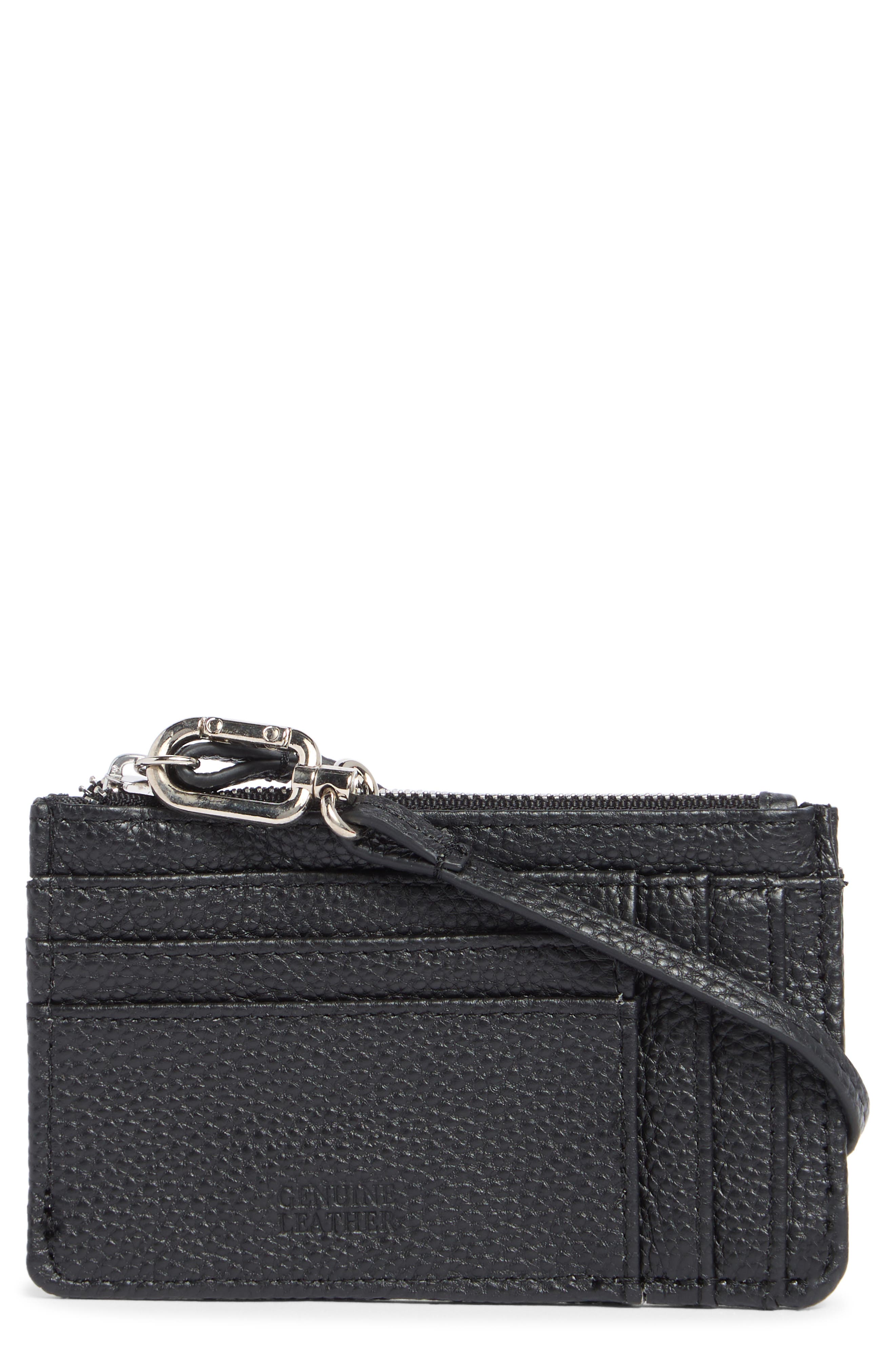 Paris Leather Card Case, Main, color, BLACK