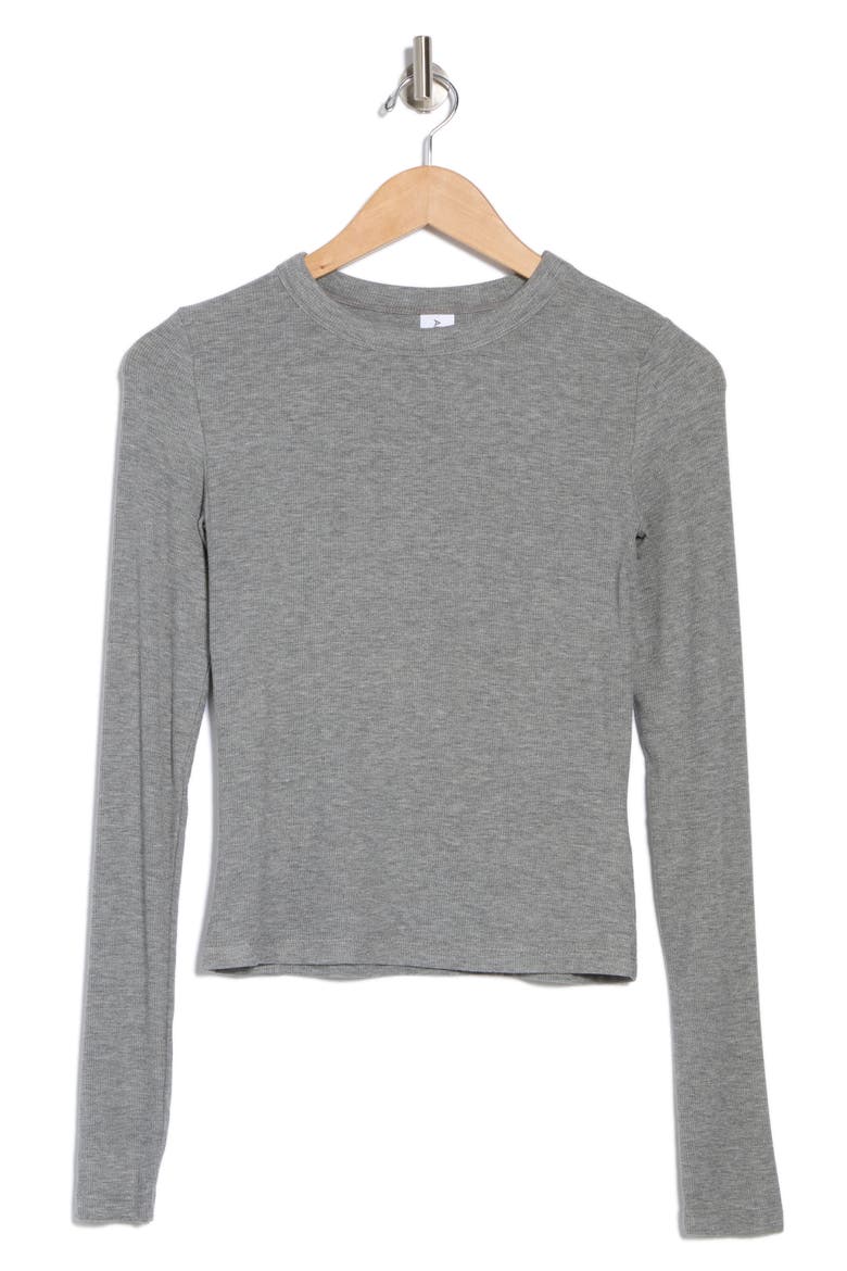 Long Sleeve Rib Knit T-Shirt, Alternate, color, GREY CLOUDY HEATHER