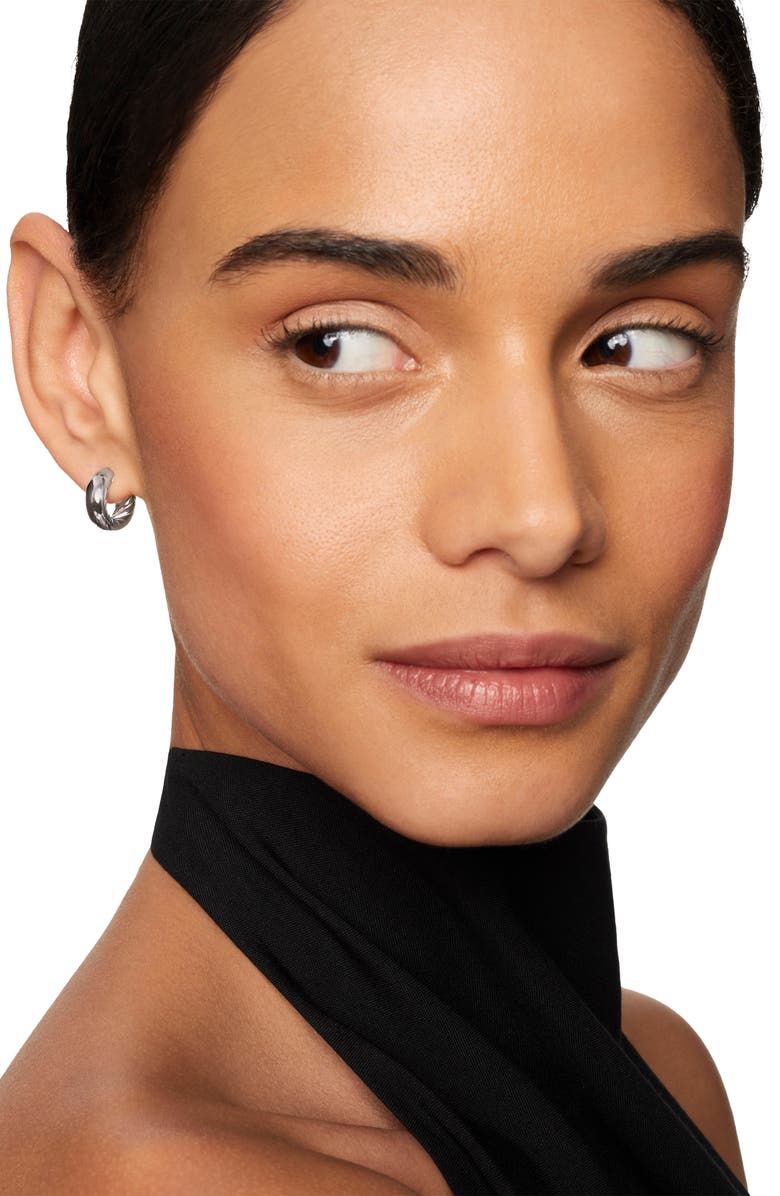 David Yurman DY Mercer<sup>™</sup> Micro Hoop Earrings in Sterling Silver, 13.4mm, Alternate, color,