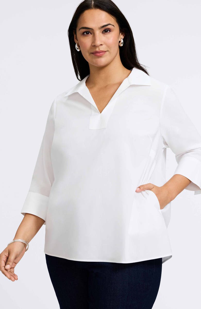 Foxcroft Julia Stretch Cotton Blend Shirt, Alternate, color, White