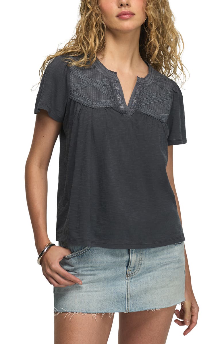 Lucky Brand Lace Pintuck Top, Main, color, Ombre Blue