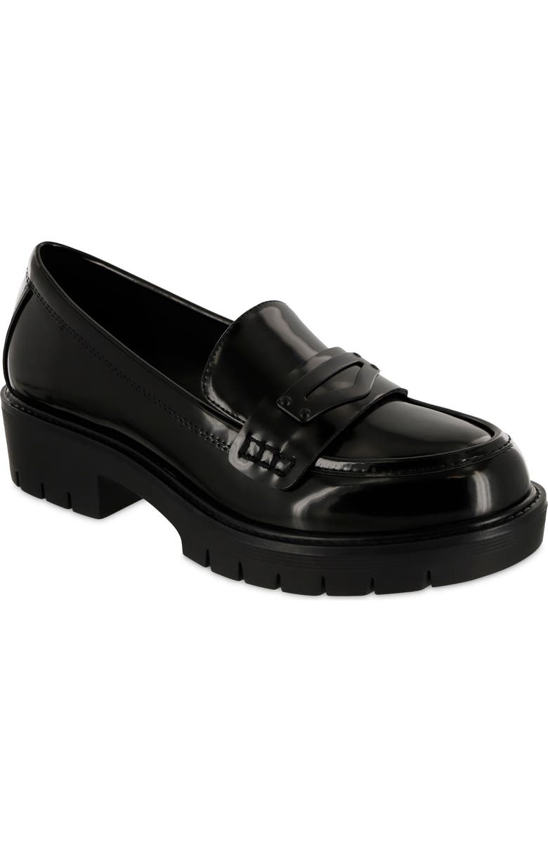 MIA Nelcy Platform Penny Loafer, Main, color, Black Box