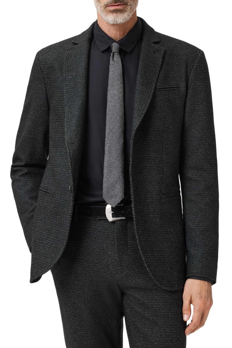Alllen Charcoal Grey Textured Stretch Wool & Cotton Blend Suit Jacket, Alternate, color, CHARCOAL