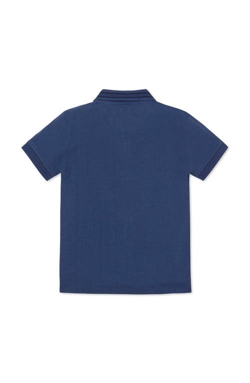 Hope & Henry Kids' Organic Short Sleeve Knit Pique Polo Shirt In Blue