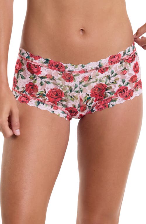 Hanky Panky Printed Signature Lace Boyshorts In Je' Taime (pink)