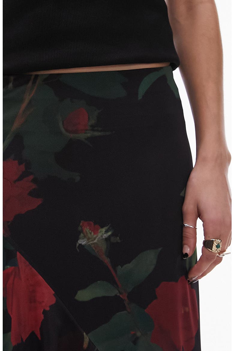 Ruffle Mesh Midi Skirt, Alternate, color, PINK