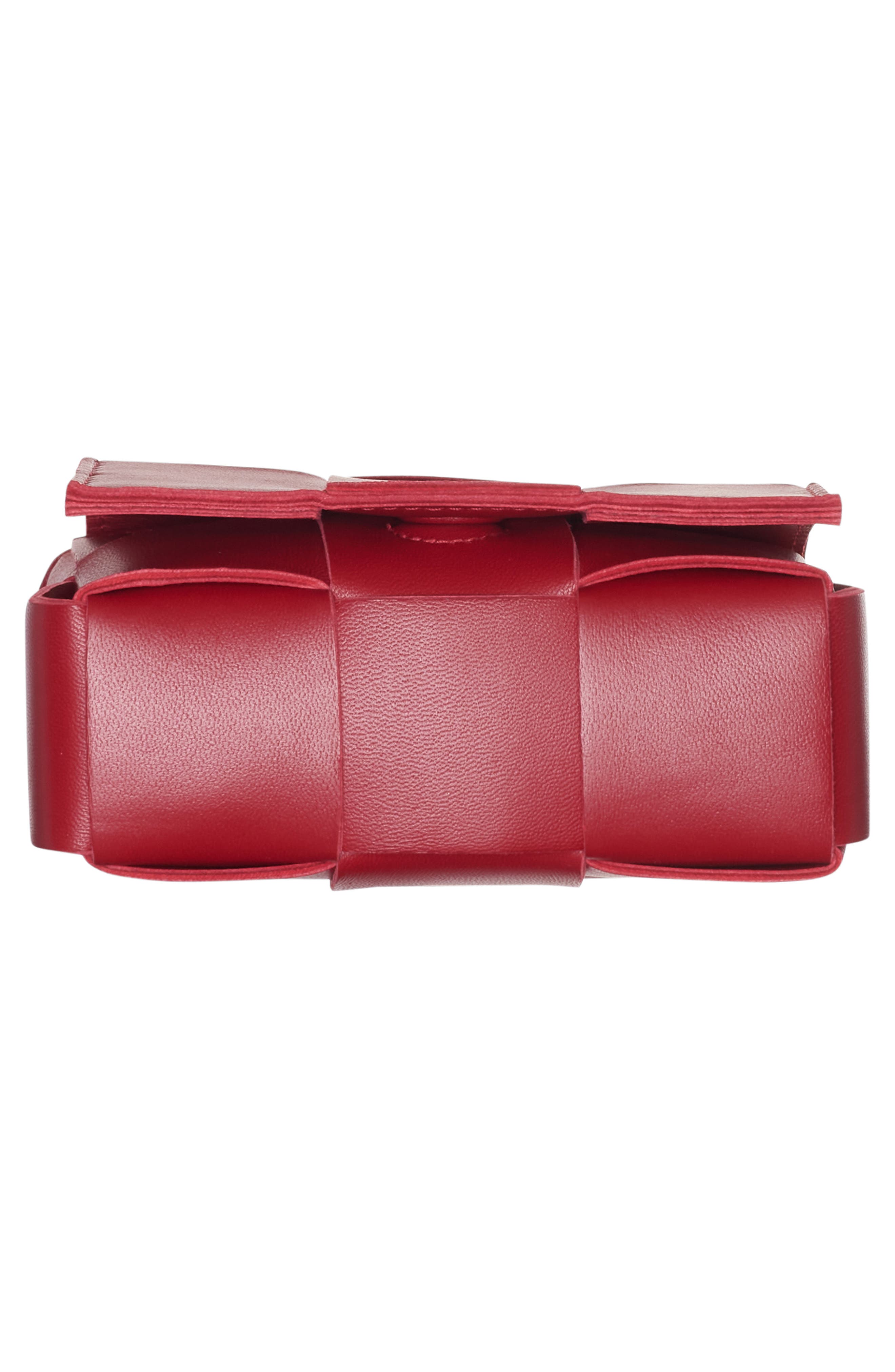 Mini Cassette Intrecciato Leather Crossbody Bag, Alternate, color, DARK RED GOLD