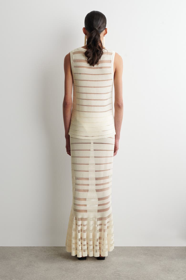 Ladder-stitch Knitted Midi Skirt, Alternate, color, CREAM