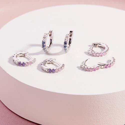 Shop In Season Jewelry Double Sided Prong Cubic Zirconia Hoop Earrings In Purple