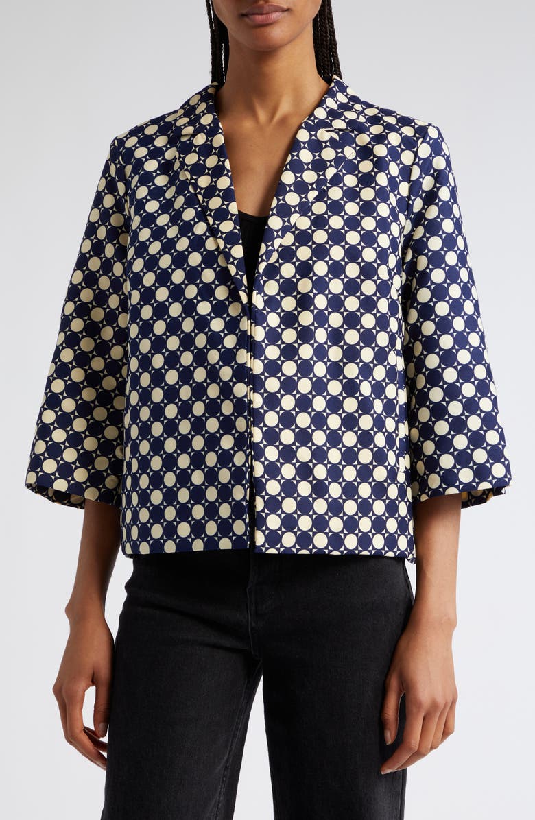 The Oula Company Dot Print Cotton Trapeze Jacket, Main, color, 