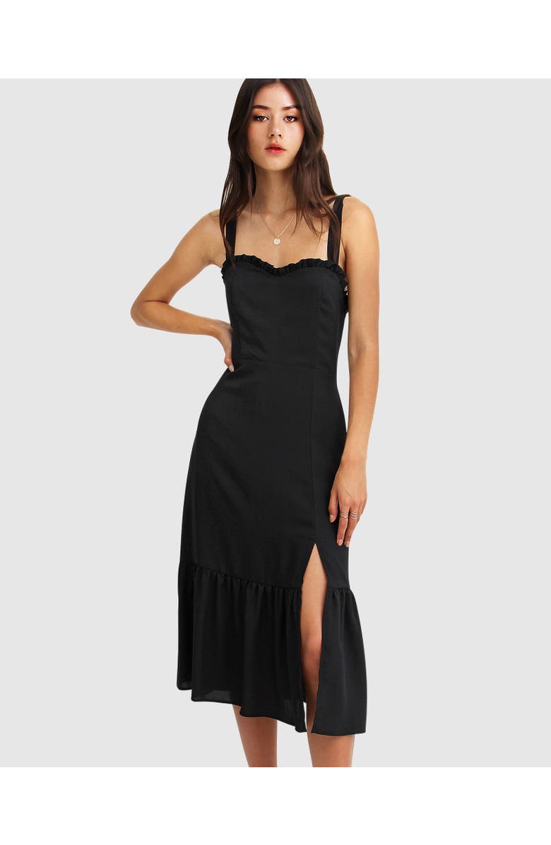 Belle & Bloom Summer Storm Midi Dress, Alternate, color, Black