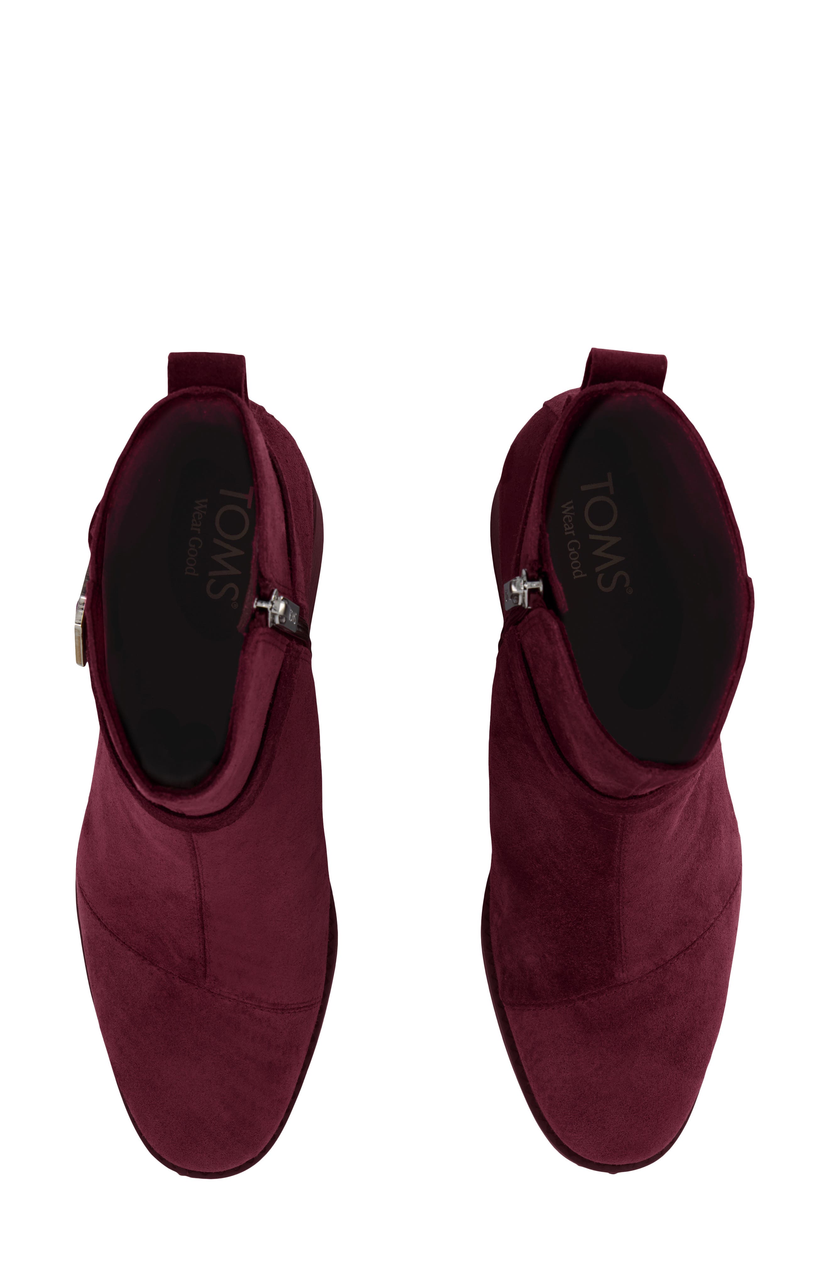 Suede Ankle Bootie, Alternate, color, DARK RED