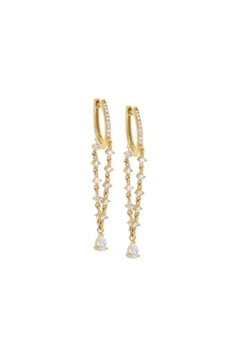 Diamond Double Strand Tennis Huggie Earring 14K, Main, color, 14K Gold