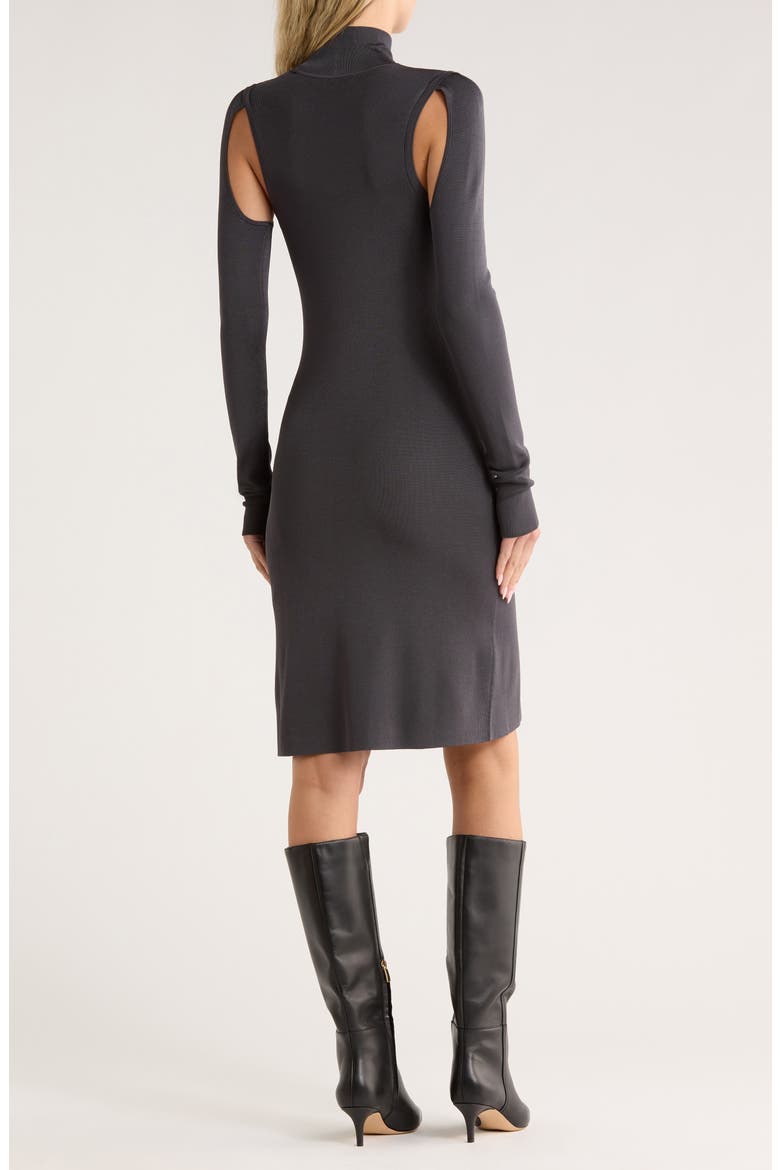 Mock Neck Long Sleeve Cutout Dress, Alternate, color, GRAPHITE