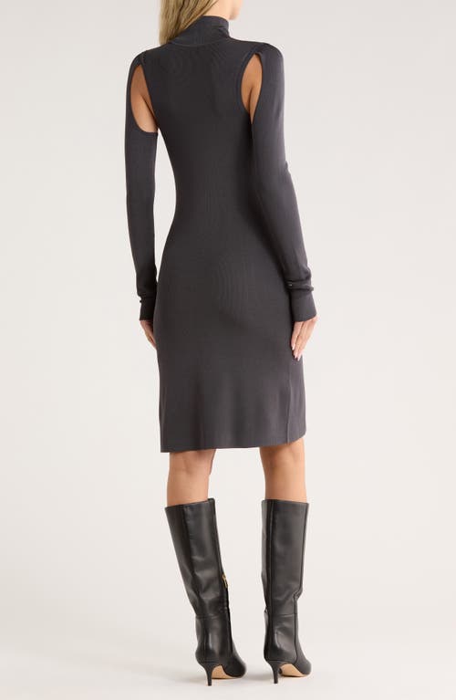 Helmut Lang Mock Neck Long Sleeve Cutout Dress In Gray