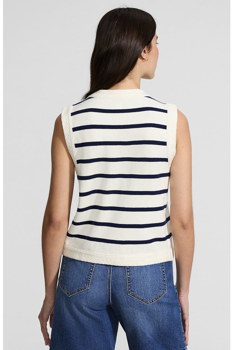 Milano Sweater Vest, Alternate, color, Ivory/Deep Sea Navy Stripe