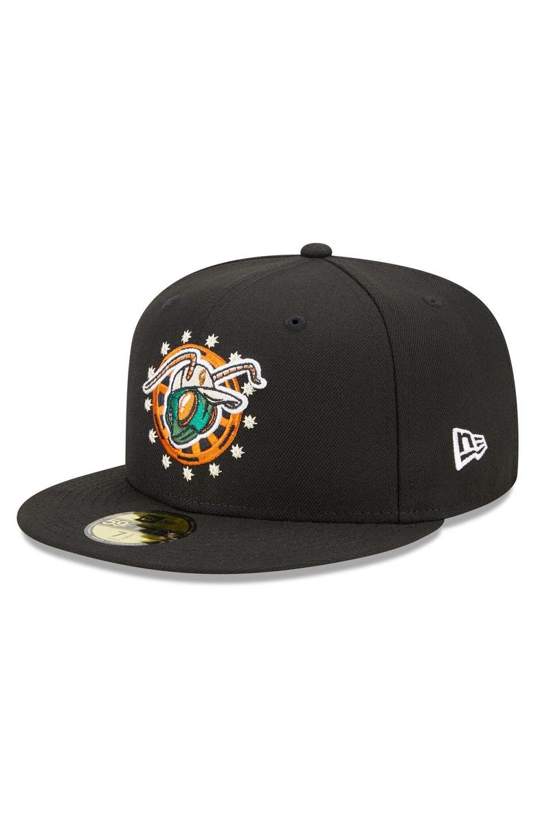 New Era Men's New Era Black Greensboro Grasshoppers Marvel x Minor League 59FIFTY Fitted Hat, Main, color, 