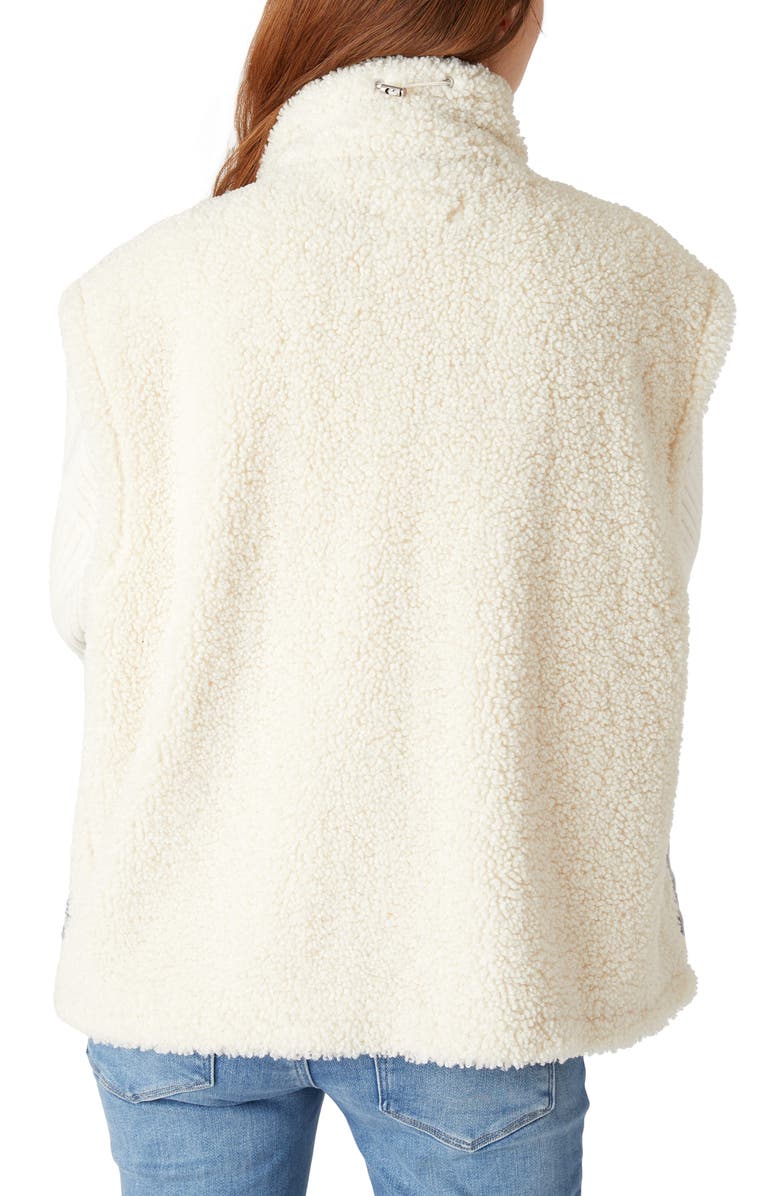 BLANKNYC Denim & High Pile Fleece Trucker Vest, Alternate, color, Snowbank