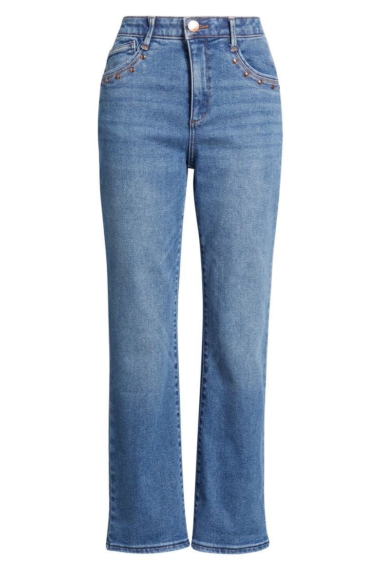 Bennett Studded High Waist Ankle Barely Bootcut Jeans, Alternate, color, MID BLUE ARTISANAL