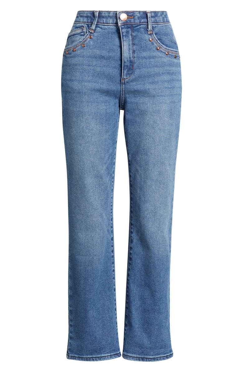 Wit & Wisdom Bennett Studded High Waist Ankle Barely Bootcut Jeans, Alternate, color, Mid Blue Artisanal