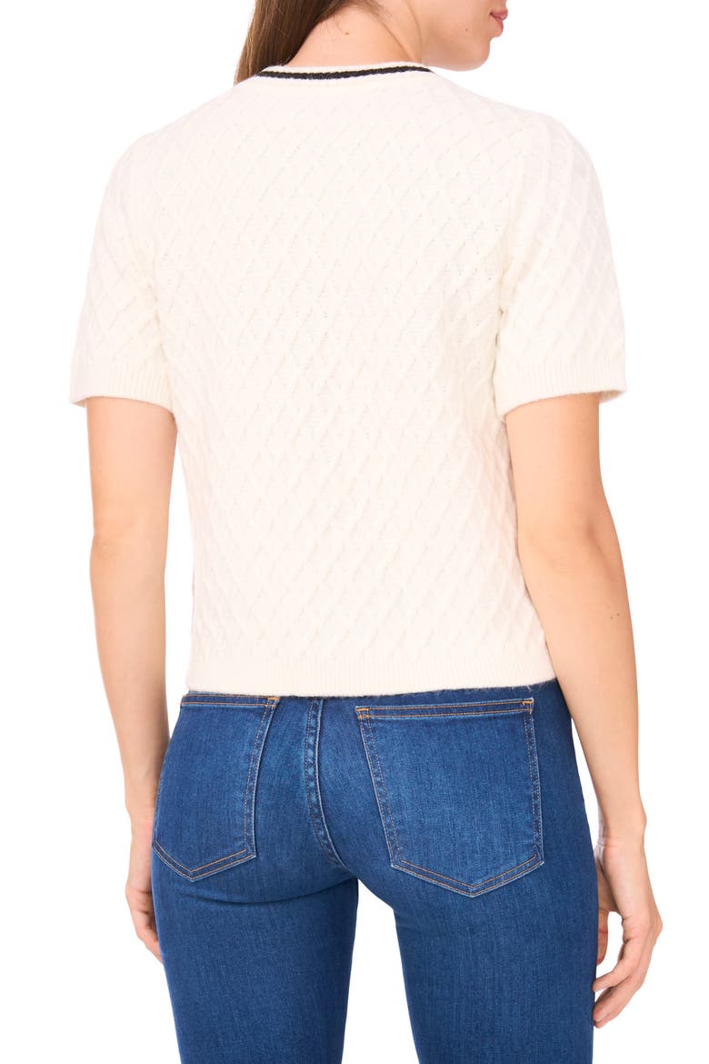 Diamond Stitch Short Sleeve Sweater, Alternate, color, NEW IVORY