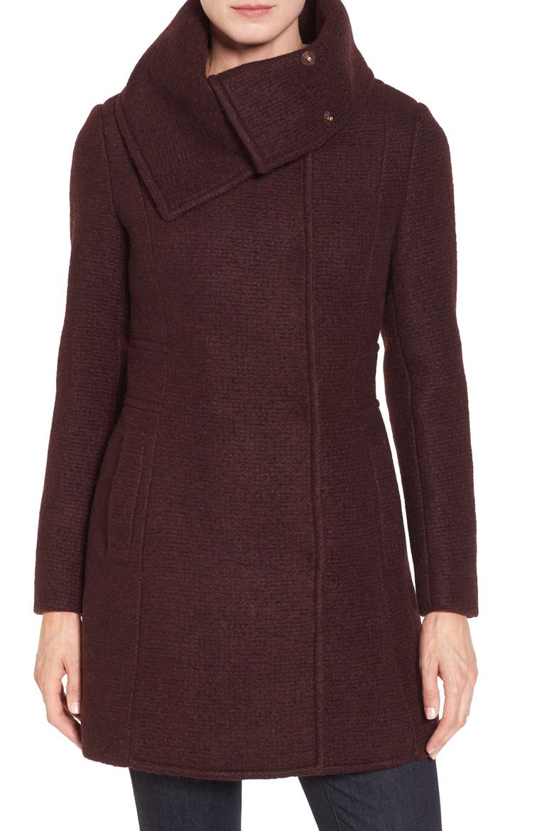 Oversize Collar Coat, Main, color, BORDEAUX