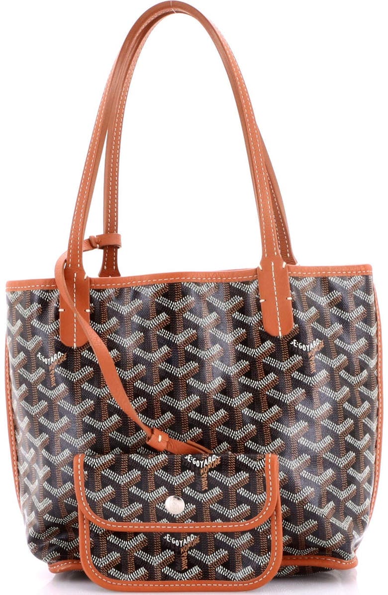 Pre-Owned Goyard Anjou Reversible Tote Coated Canvas Mini, Alternate, color, Black