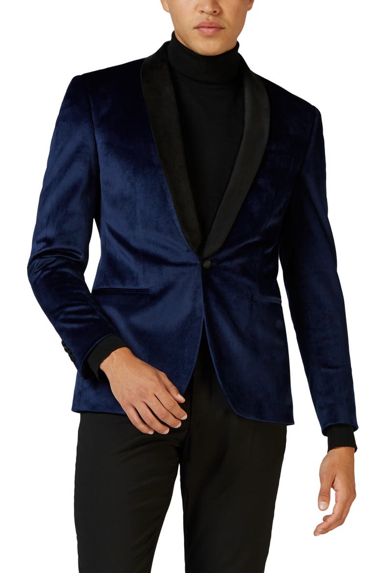 Deluxe Deep Blue Velvet Dinner Jacket, Main, color, BLUE