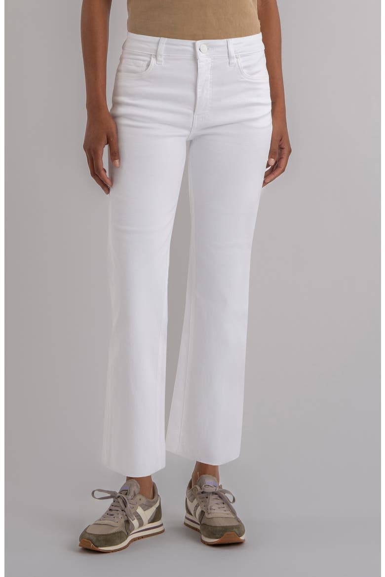 Kelsey High Waist Raw Hem Ankle Flare Leg Jeans, Main, color, OPTIC WHITE