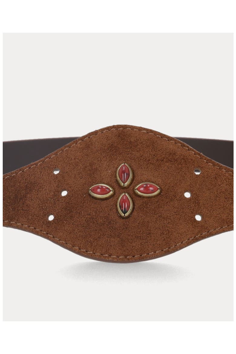 Temple Bustier Leather Belt, Alternate, color, Brown
