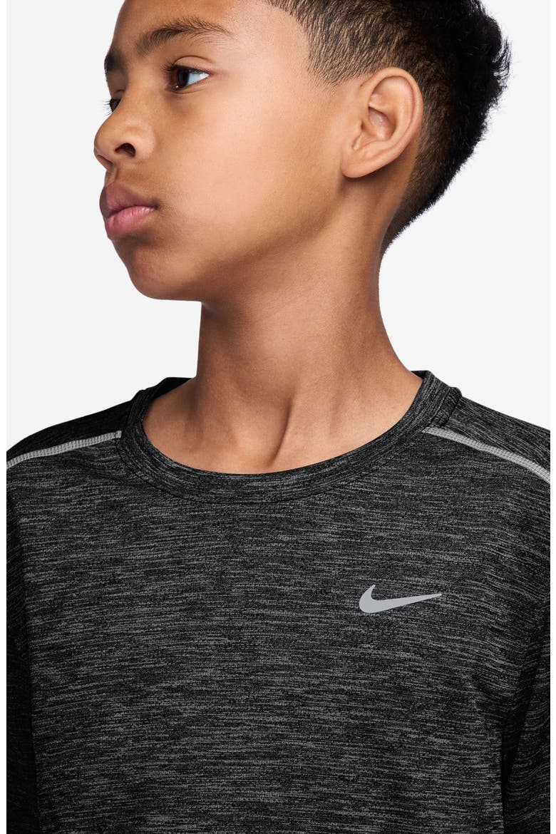 Kids' Miler Dri-FIT Running T-Shirt, Alternate, color, BLACK/ REFLECTIVE SILVER