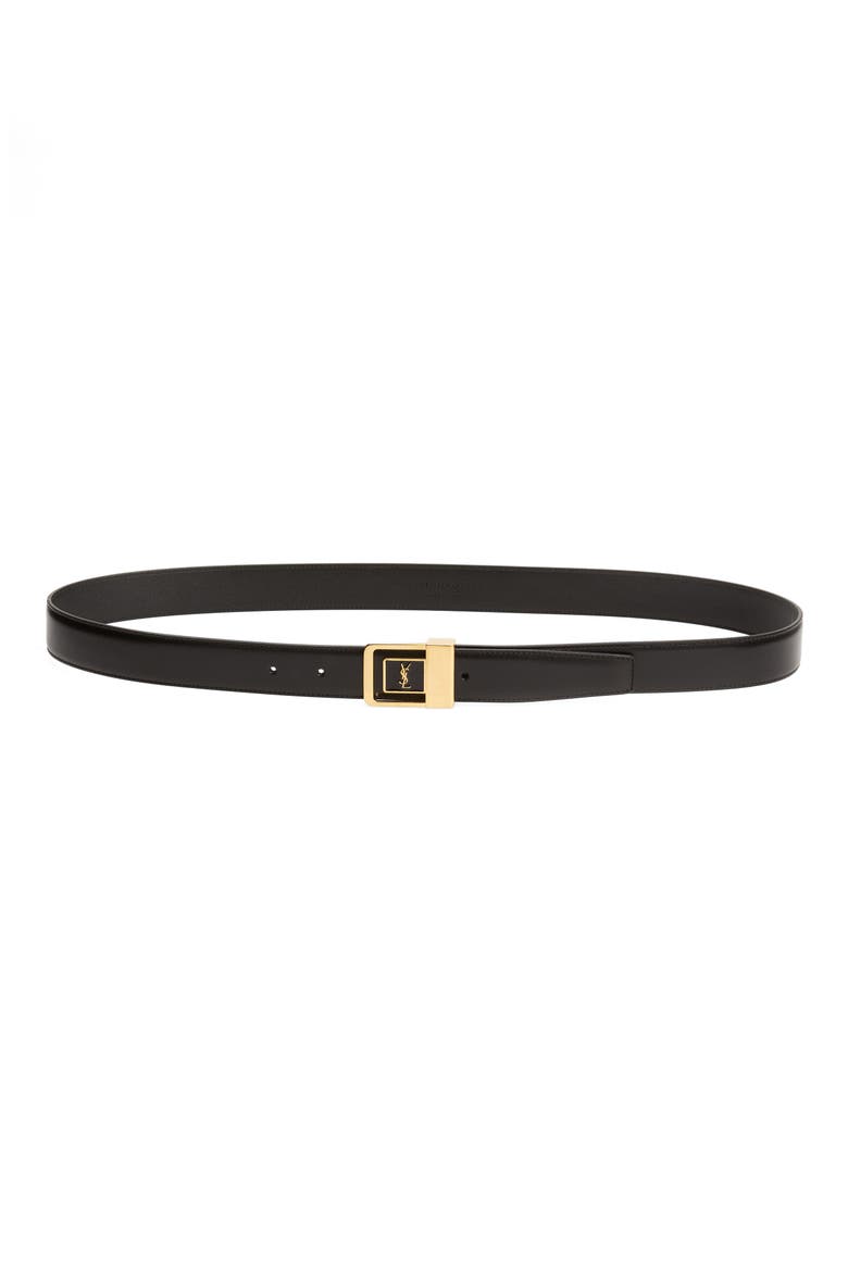 Monogram Buckle Leather Belt, Main, color, NERO/ NERO