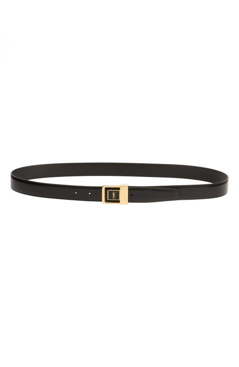 Monogram Buckle Leather Belt