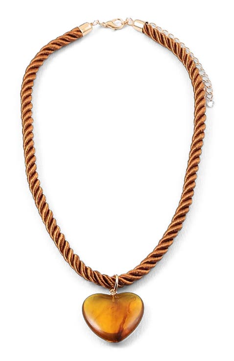 Sun-Warmed Amber Heart Necklace