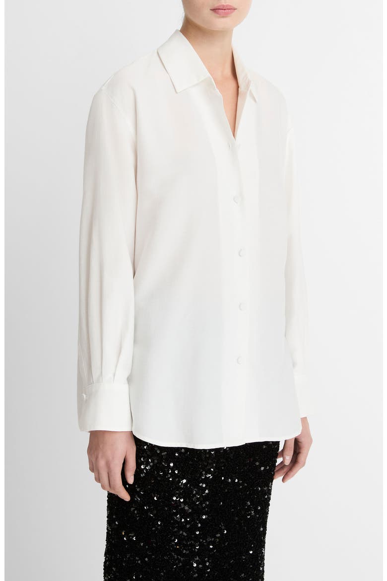 Refined Button-Up Shirt, Alternate, color, LIGHT CREAM