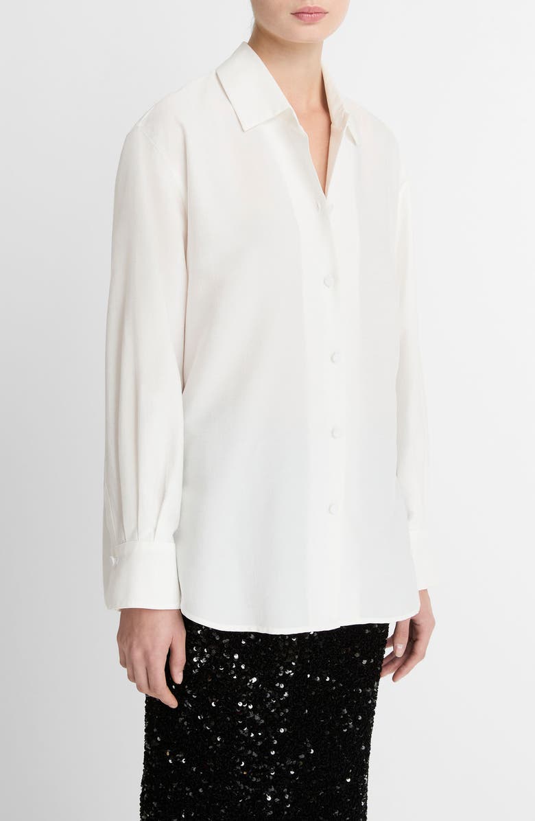 Vince Refined Button-Up Shirt, Alternate, color, Light Cream