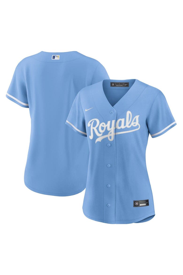 Women's Nike Light Blue Kansas City Royals Alternate Replica Team Logo Jersey, Main, color, Light Blue