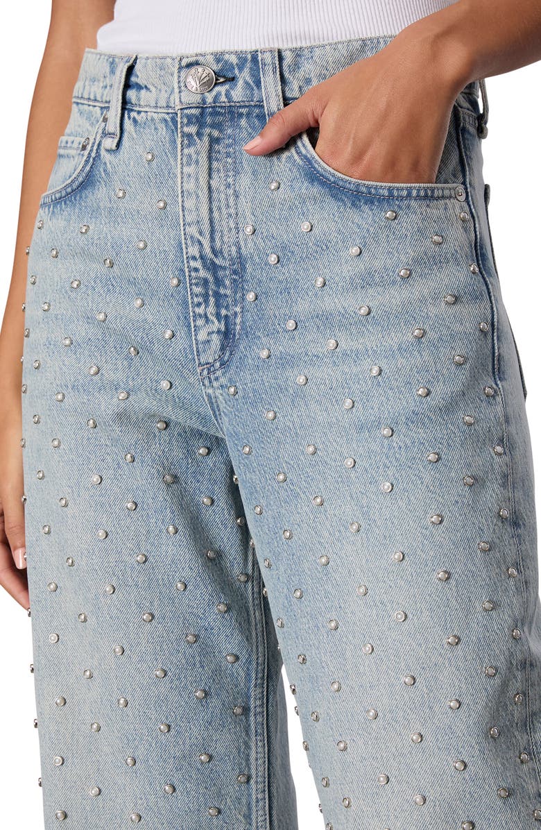 rag & bone Shea Studded High Waist Straight Jeans, Alternate, color, Desipearl